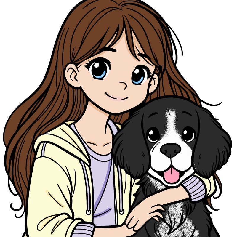 teenage girl with dog
