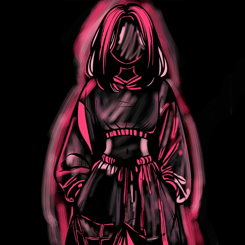 realistic girl faceless with baggy pants and a crop top