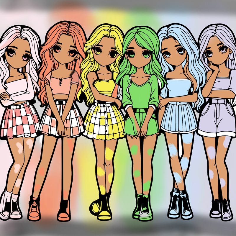 a group of girls realistic