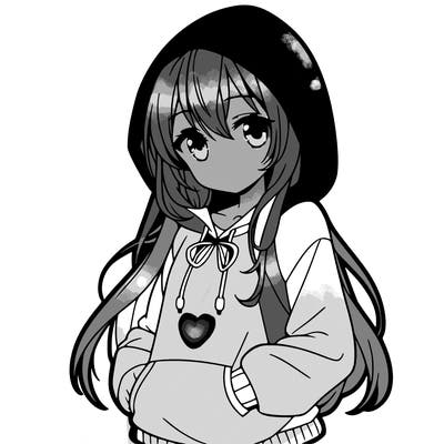 an anime girl with a kawaii hoodie on