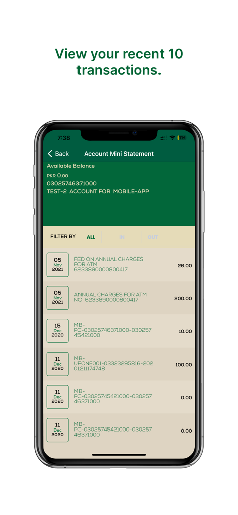 Sindh Bank - Sindh Bank mobile app screen displaying a list of recent bank transactions