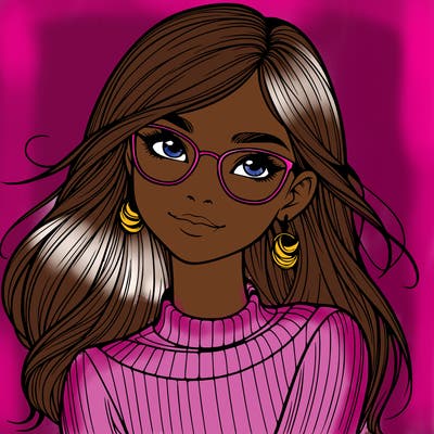 realistic girl with glasses