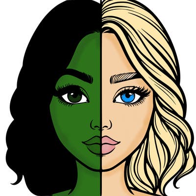 realistic girl split half