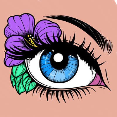 realistic eye with flower