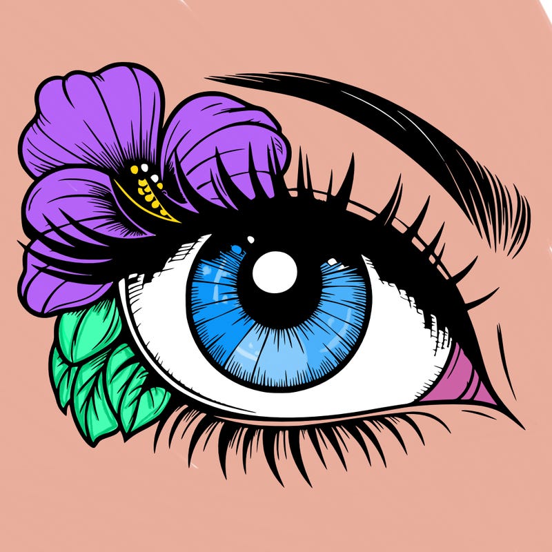 realistic eye with flower