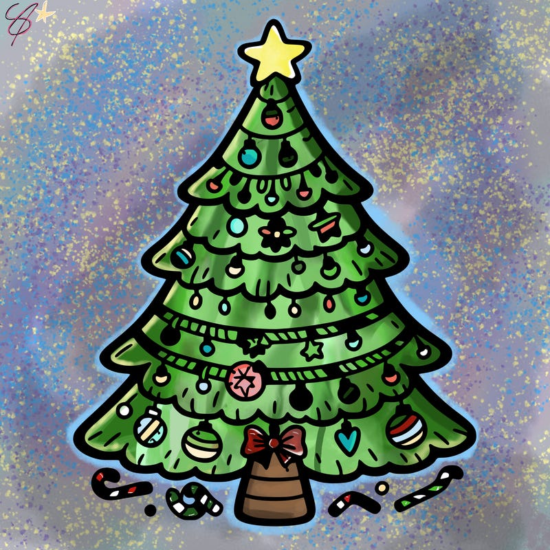 christmas tree with lots of details