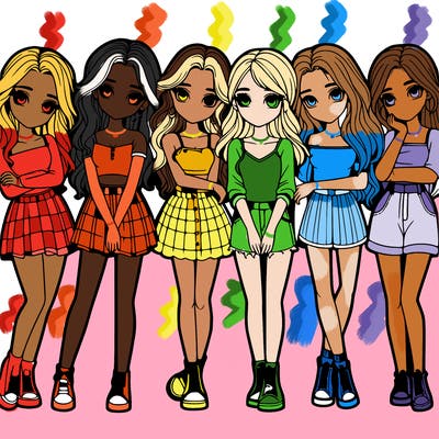 a group of girls realistic