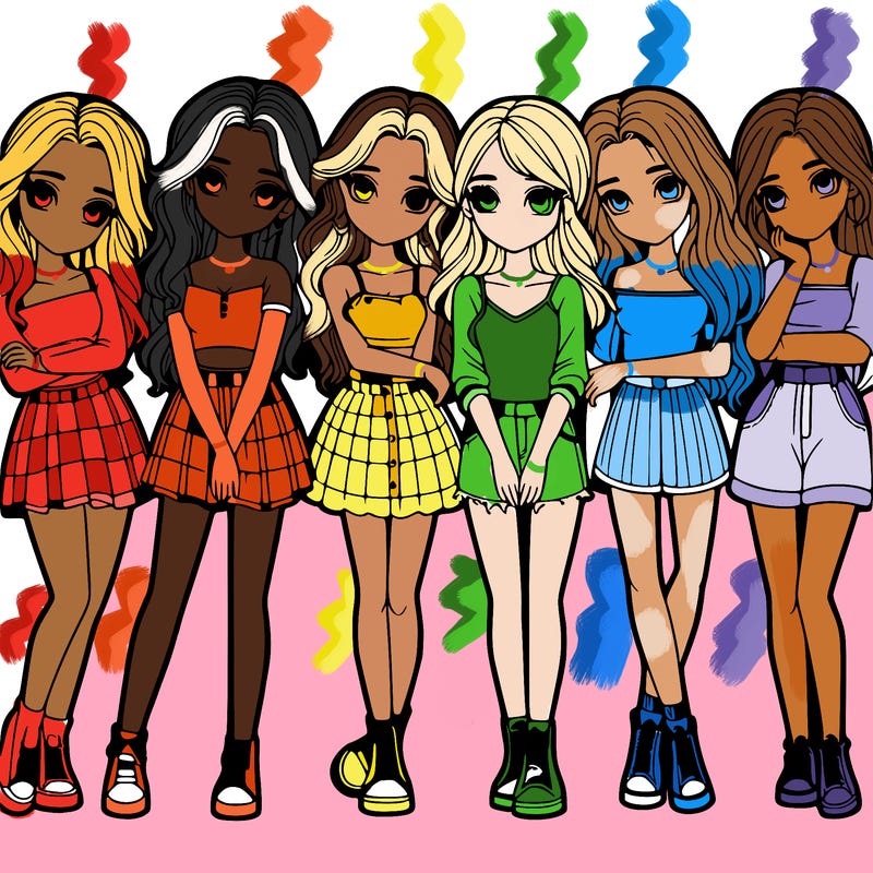 a group of girls realistic