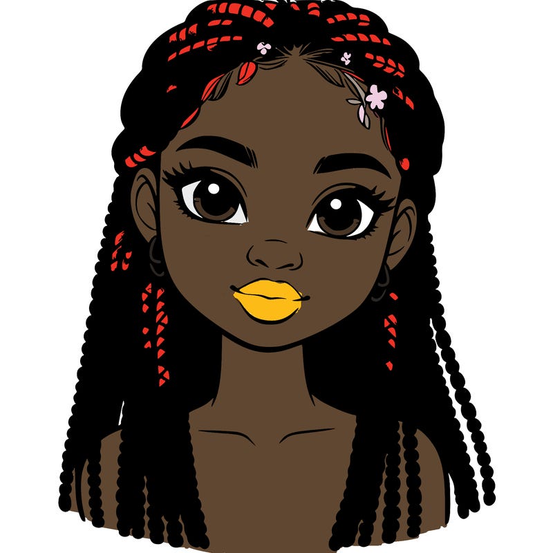 a realistic black girl with braids