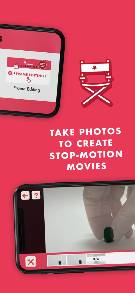 Aardman Animator - Interfaz de la aplicación Aardman Animator mostrando la captura de fotogramas de animación stop-motion con una pequeña figura de arcilla.