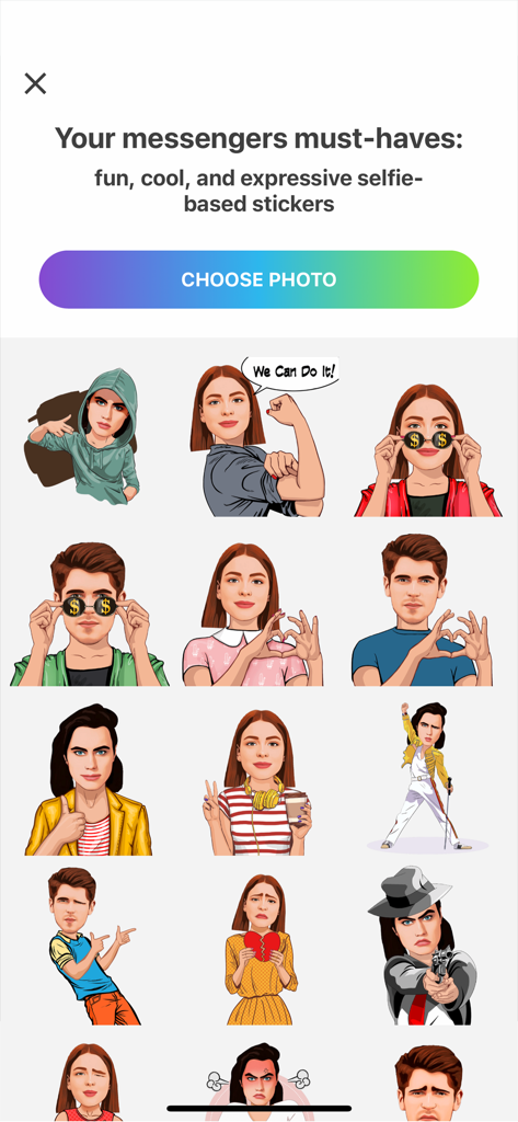 Una colección de pegatinas de dibujos animados expresivas generadas por IA con varios personajes y poses para aplicaciones de mensajería