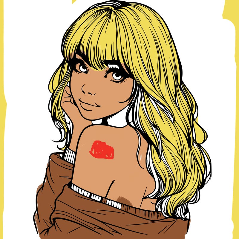 realistic girl with bangs looking over her shoulder