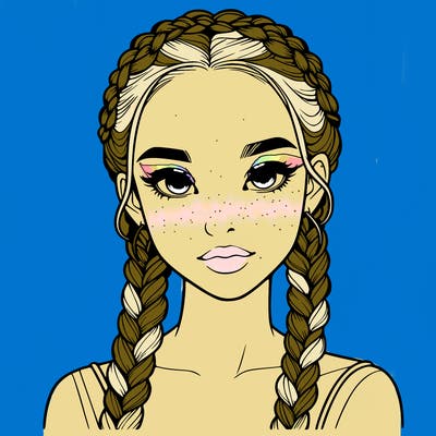 realistic girl with braids