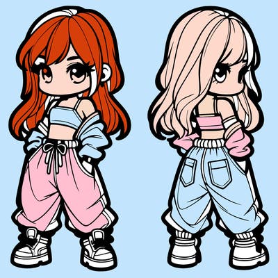 girl in crop top and baggy pants