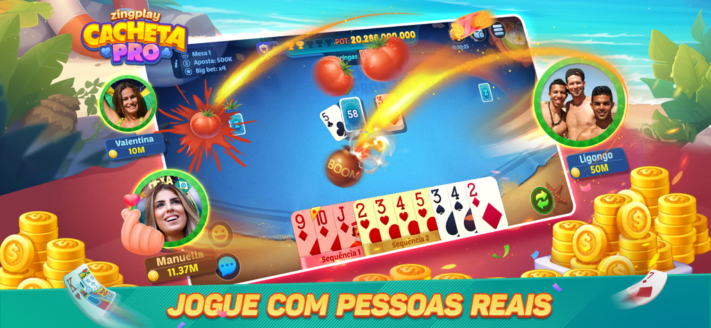 Cacheta ZingPlay – Pife Online - Cacheta ZingPlay mobile card game interface with real players and gold coins