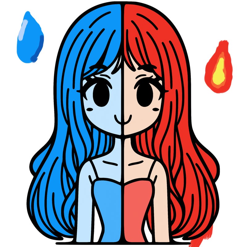 split girl with long hair