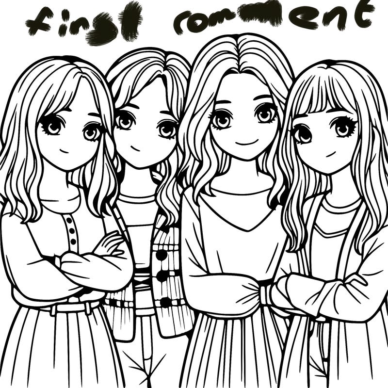 group of girls realistic cute