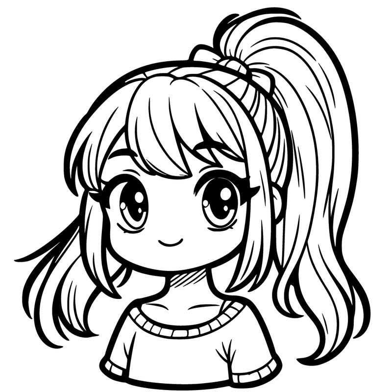 a girl with a ponytail