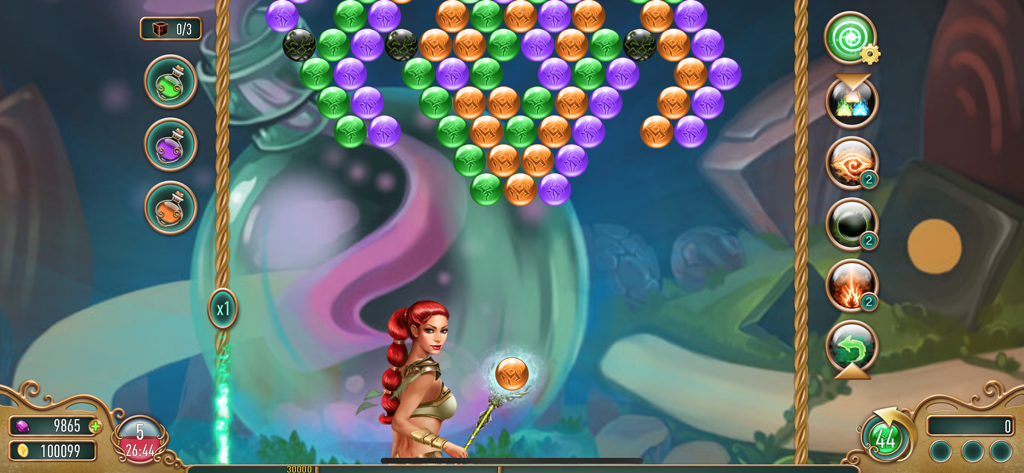 Lost Bubble - Pop Bubbles - Gameplay screen of Lost Bubble featuring the Light Sentinel character and colorful bubbles to pop