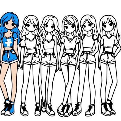 a group of girls wearing crop tops and shorts