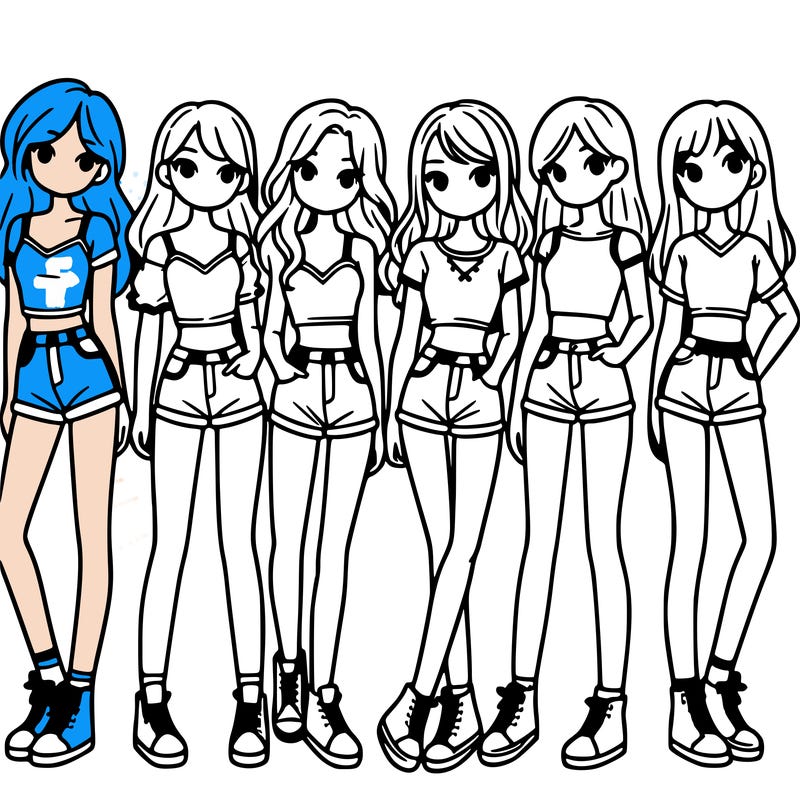 a group of girls wearing crop tops and shorts