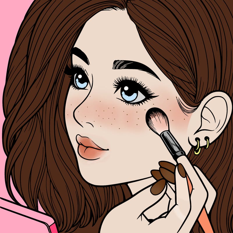 a realistic girl doing her makeup