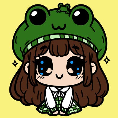 cute girl with frog hat