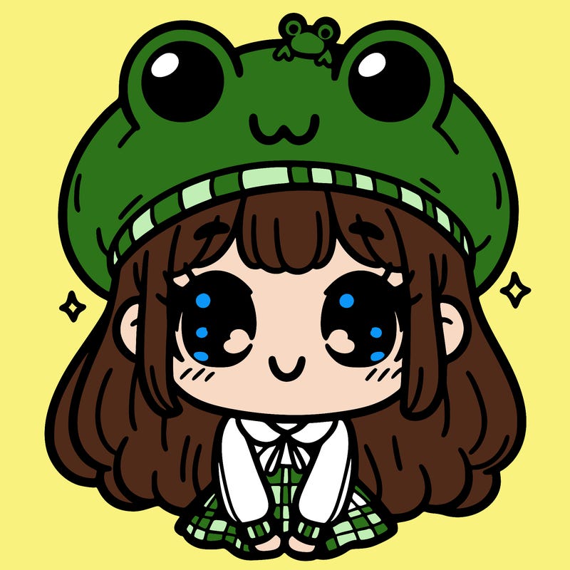 cute girl with frog hat