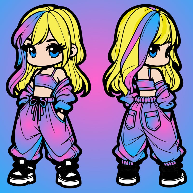 girl in crop top and baggy pants