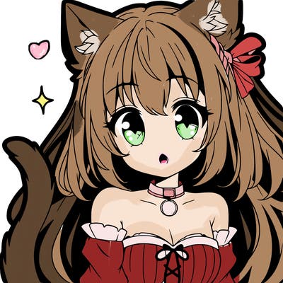 anime girl with cat ears and a cat tail