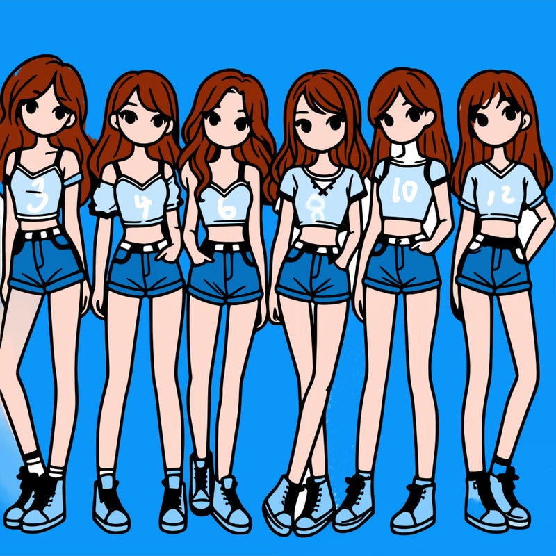 a group of girls wearing crop tops and shorts