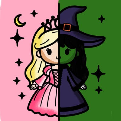 split princess and witch