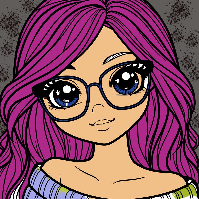 girl with beautiful eyes, hair, and glasses