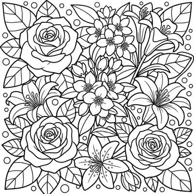 Introduce your little one to the beauty of nature with this delightful floral coloring page, specially designed for toddlers. Its thick lines and large flower shapes make it easy and fun for tiny hands to color and explore.