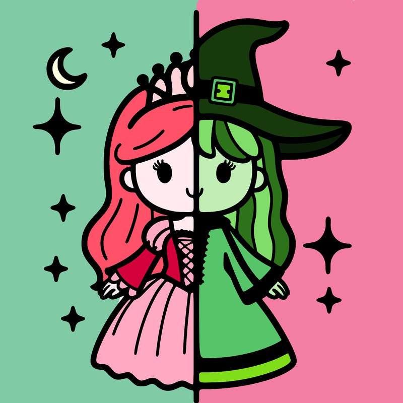split princess and witch