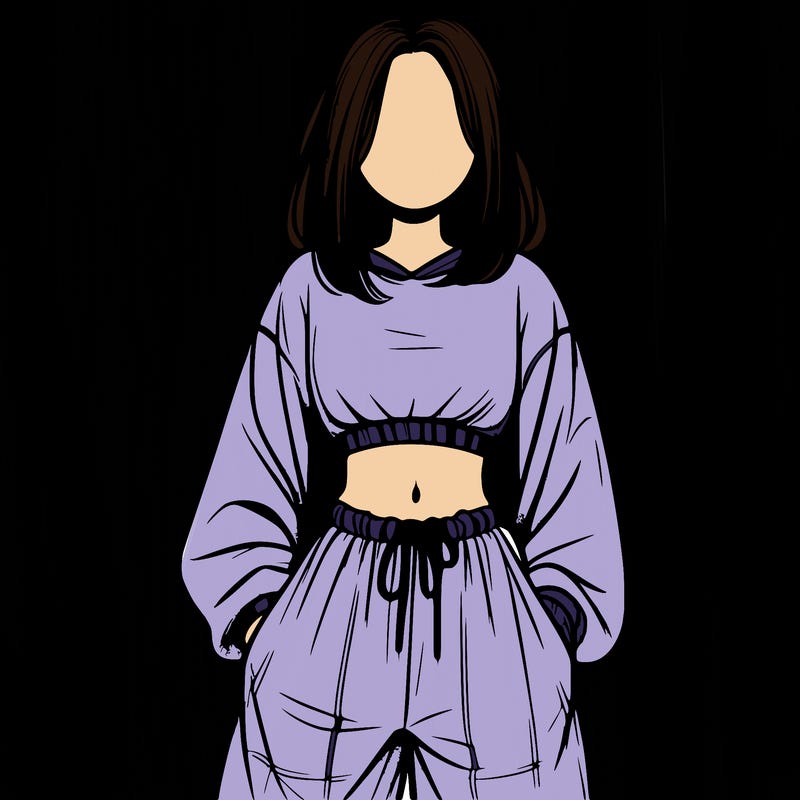 realistic girl faceless with baggy pants and a crop top