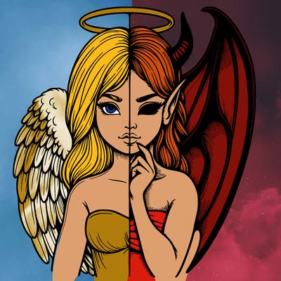 realistic angel half demon