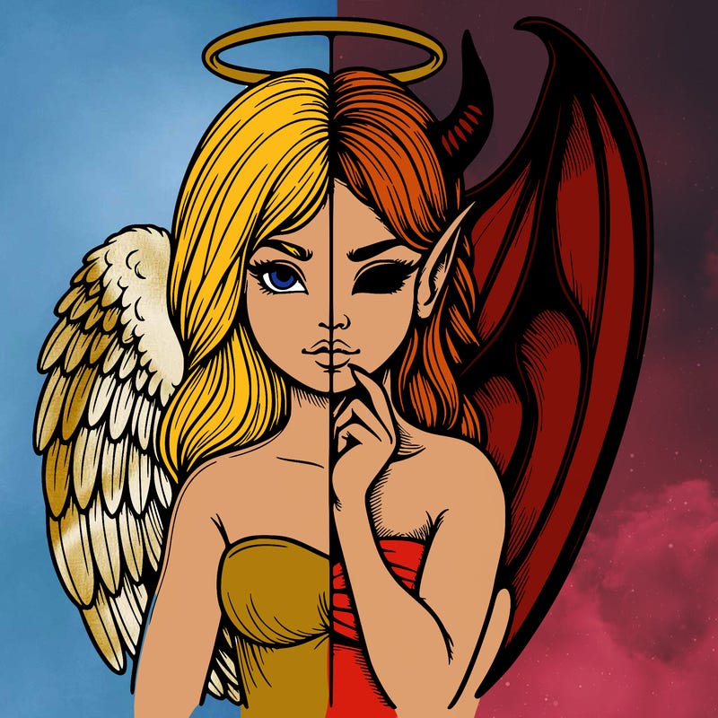 realistic angel half demon