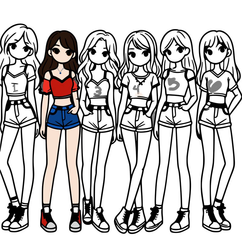 a group of girls wearing crop tops and shorts