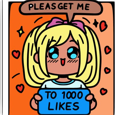 a girl saying please get me to 100 likes