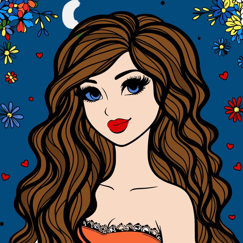 pretty woman with long wavy hair