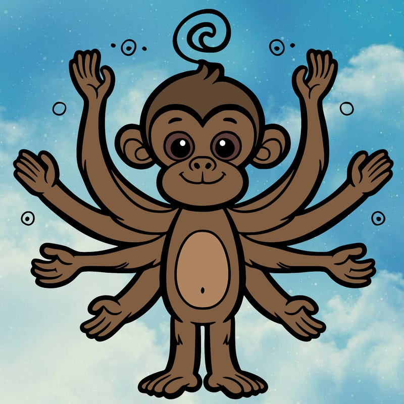 a monkey with 6 arms