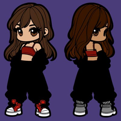 girl in crop top and baggy pants