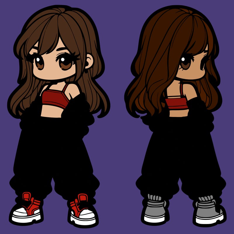 girl in crop top and baggy pants