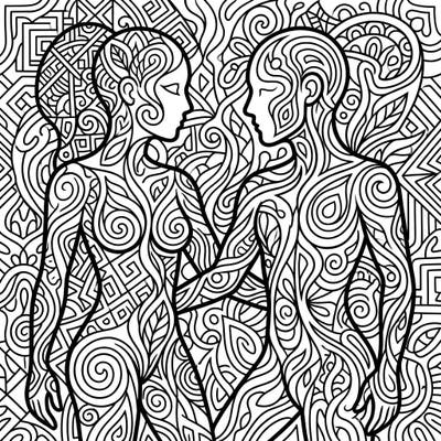 Dive into a world of artistic expression with this captivating abstract human figures coloring page. Its intricate patterns and flowing lines offer a unique canvas for your creativity, perfect for mindful relaxation.