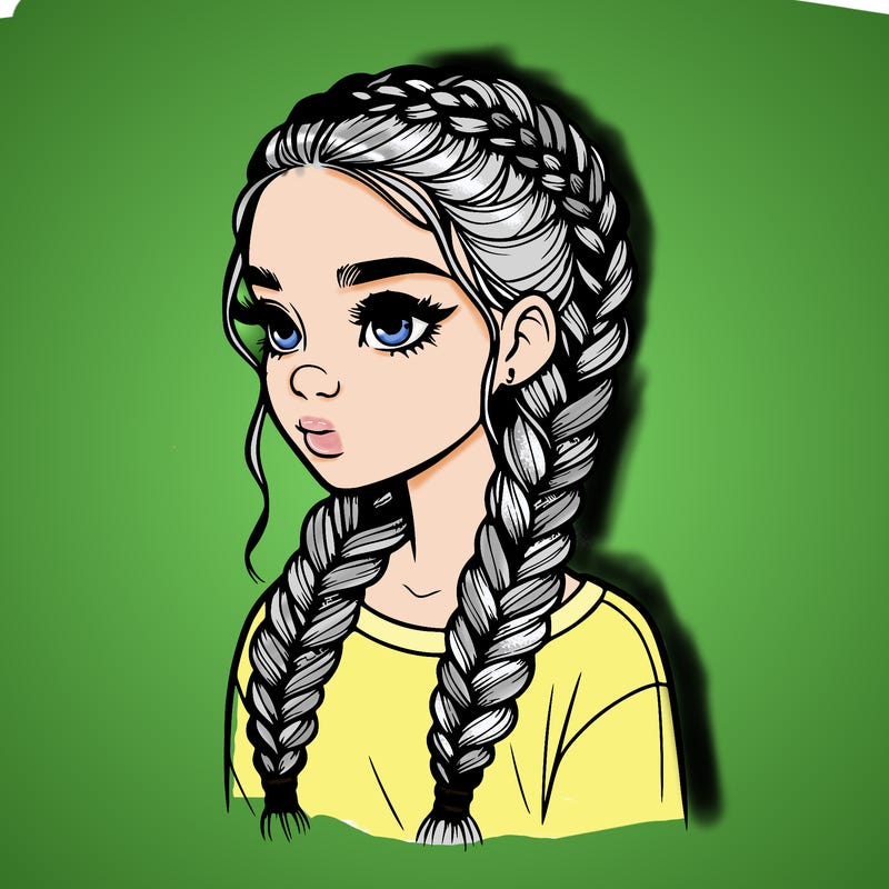 realistic girl with braids