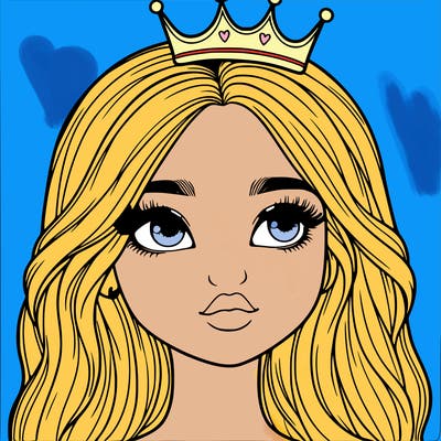 a realistic girl with a crown on