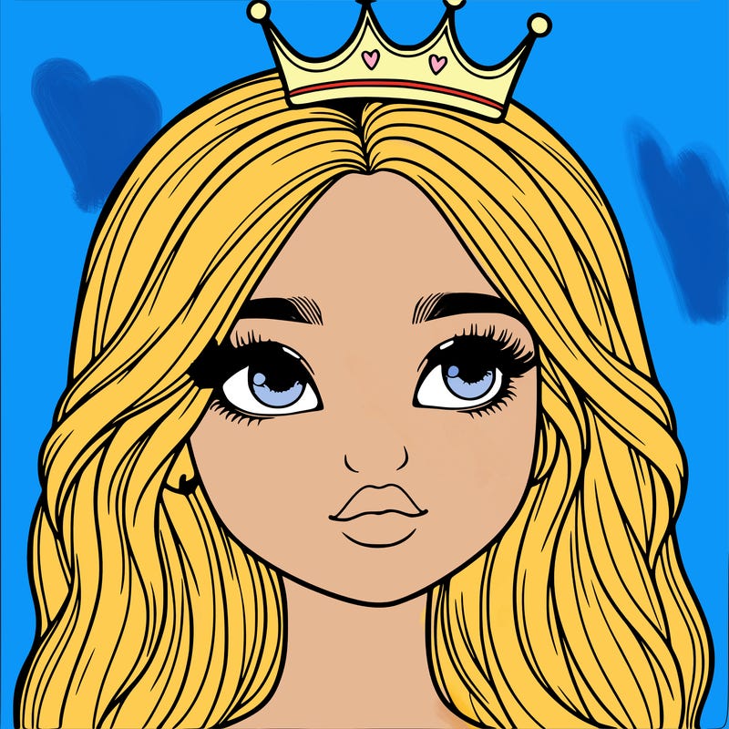 a realistic girl with a crown on