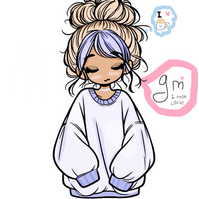 girl with baggy sweatshirt and messy bun