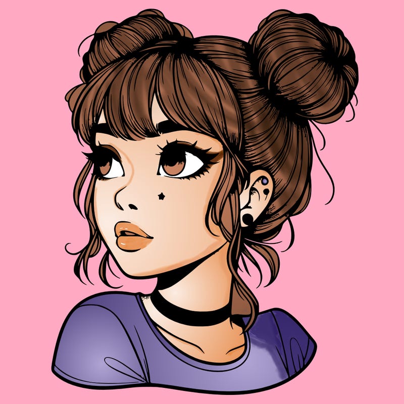 realistic girl with spacebuns